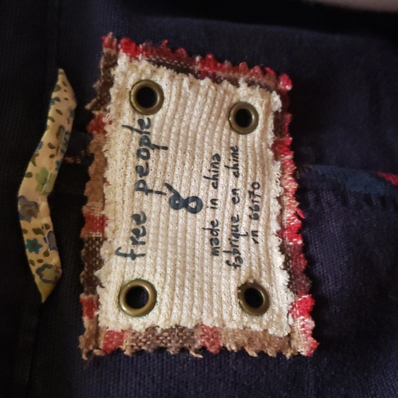 Free people Navy Plaid pea Coat size 8 - Picture 6 of 7